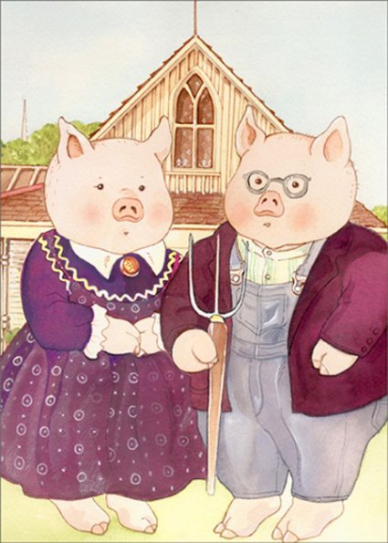 Pigs American Gothic
